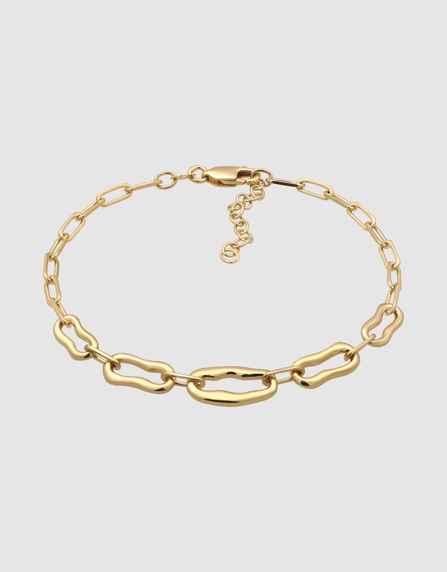 Elli Jewelry - Sculpted Organic Link Bracelet in Gold-Plated 925 Silver
