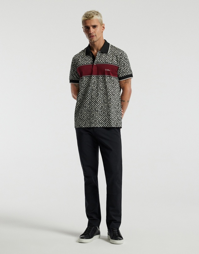 Calibre - Chest Panel Jacquard Polo Wine