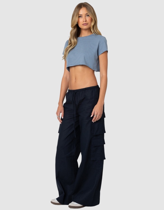 EDIKTED - Stripey Cropped T Shirt