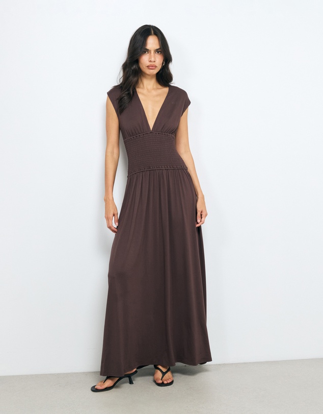 AERE - Cora Shirred Waist Maxi Dress