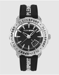 Plein Sport - Plein Rampage 44mm Black dial and Black White Silicone strap