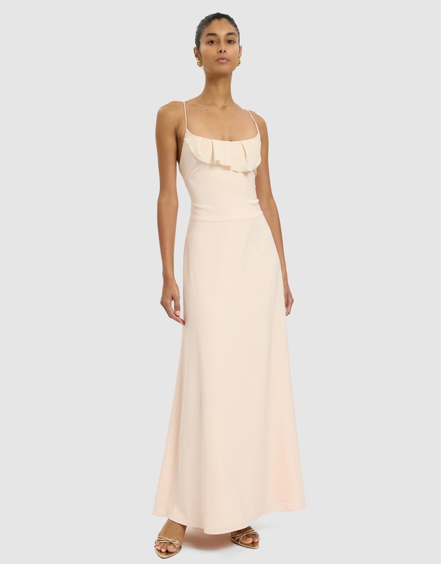 With Harper Lu - Frill Backless Maxi Dress