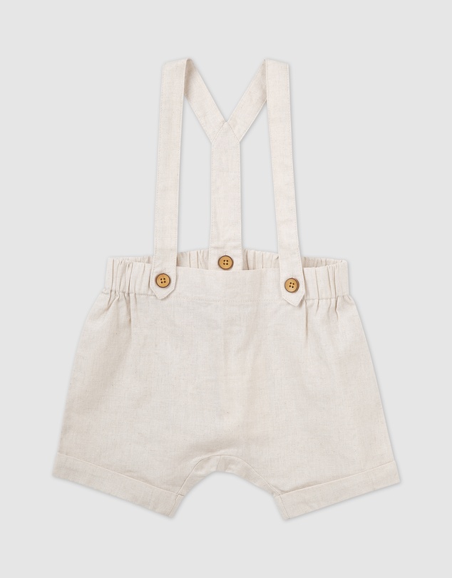 Designer Kidz - Finley Linen Suspender Shorts