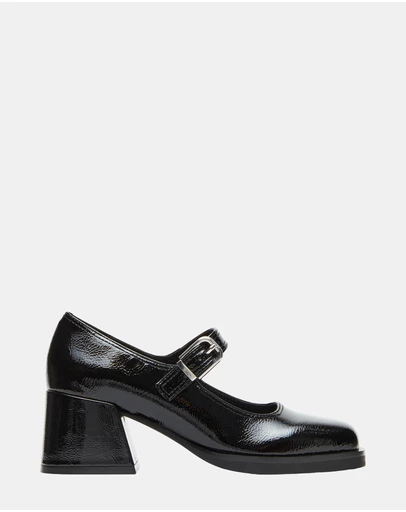 Steve Madden - Lisbon Black Crinkle Patent Mary Jane Loafers