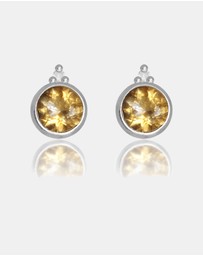 Georgini - Natural Citrine And Two Natural Diamond November Silver Earrings