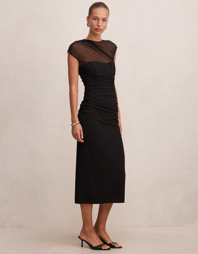 Forever New - Eadie Sheer Cap Sleeves Midi Dress