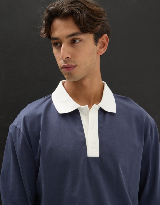 AERE - Contrast Cotton Rugby Polo
