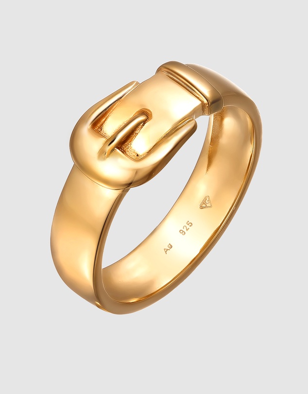 Elli Jewelry - Ring Belt Buckle Basic in 925 Sterling Silver Gold Plated
