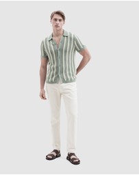 UNISON - Stripe Crochet Button Thru Knit