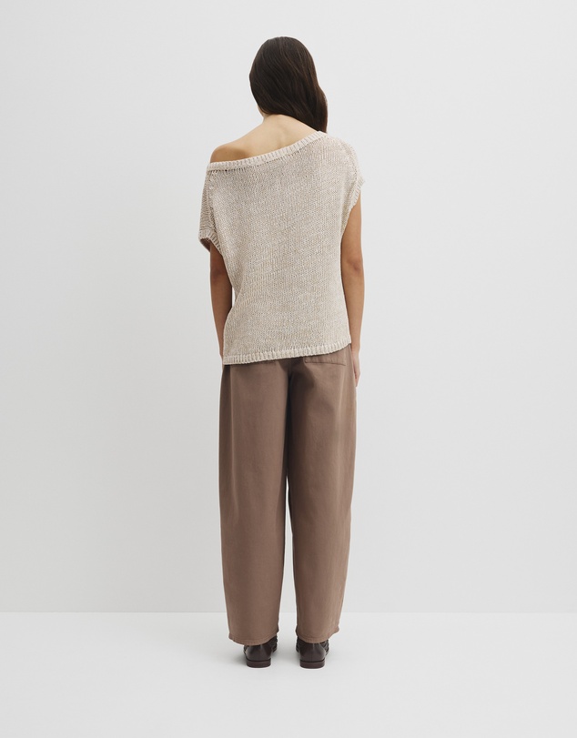 Country Road - Organically Grown Cotton Asymmetric Tape Knit T-shirt