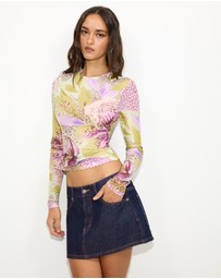 Dazie - Orchid Long Sleeve Mesh Top