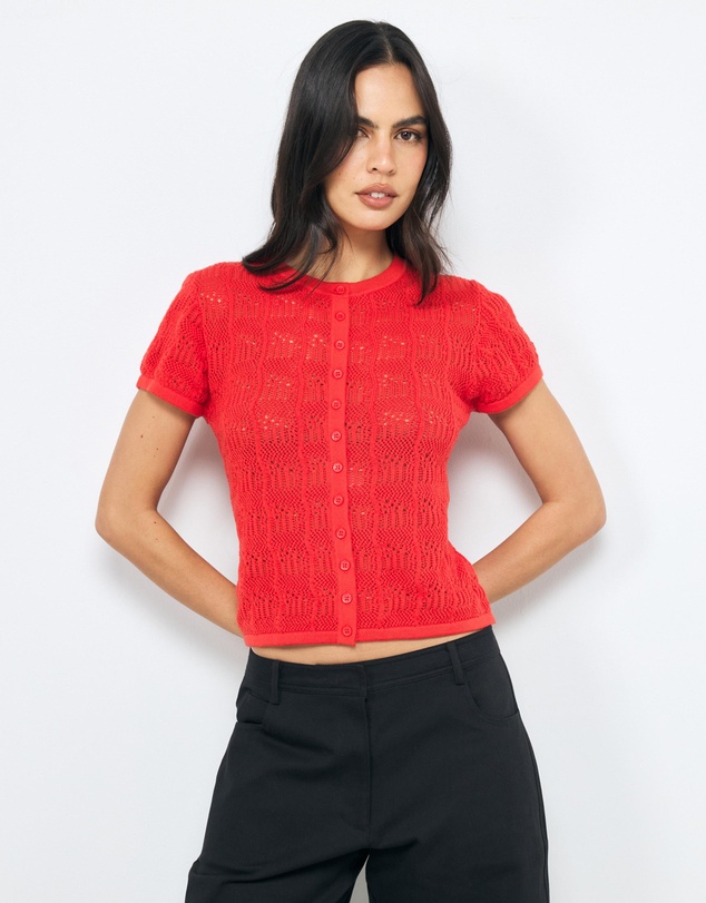 AERE - Lila Organic Cotton Pointelle Knit Top