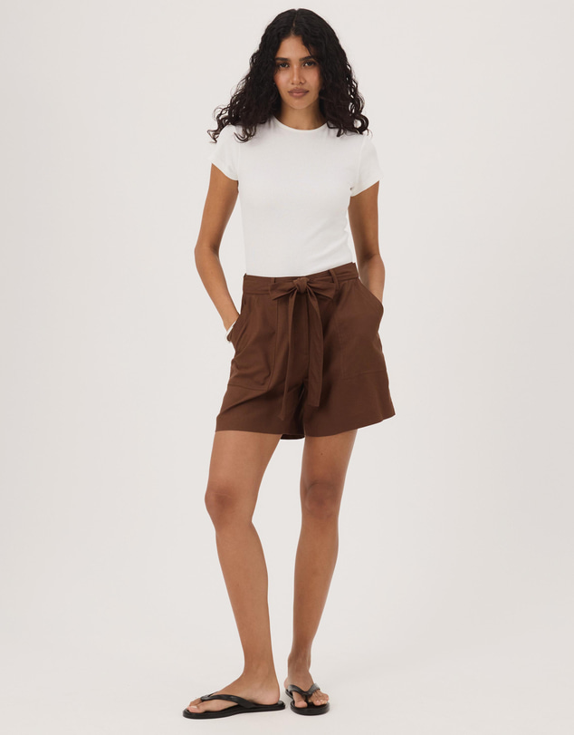 Atmos&Here - Ava Linen Blend Tie Waist Shorts
