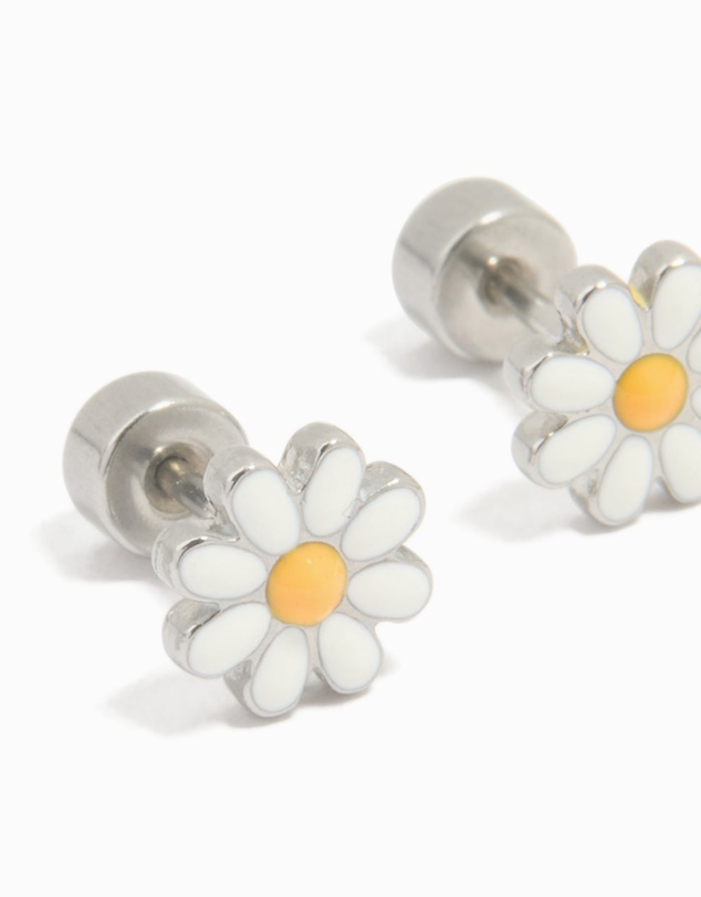 Lovisa - Kids Surgical Steel Daisy Flat Back Earrings