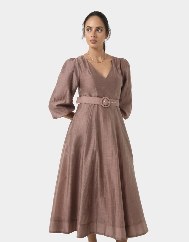 Forcast - Marlie Puff Sleeve Midi Dress