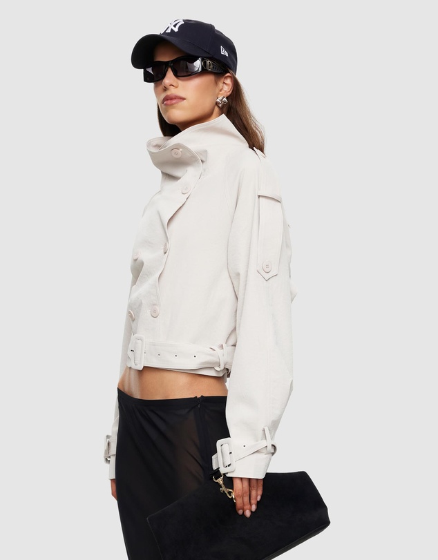 Lioness - Blanc Cropped Trench Coat