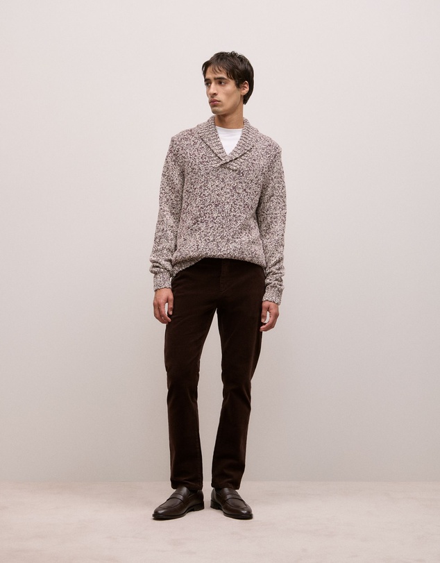 Trenery - Textured Shawl Collar Knit in Red Mahogany
