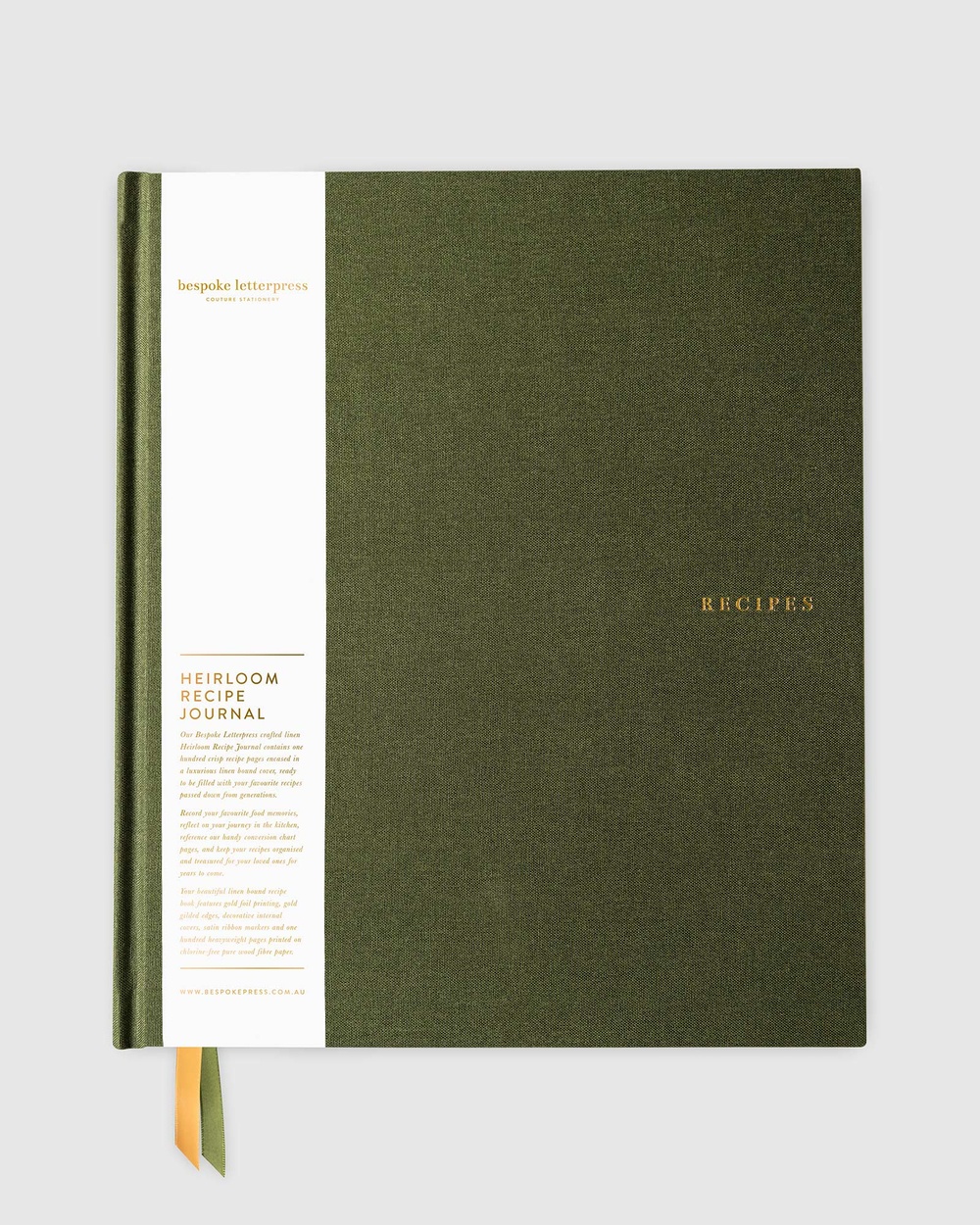 Bespoke Letterpress Heirloom Recipe Journal