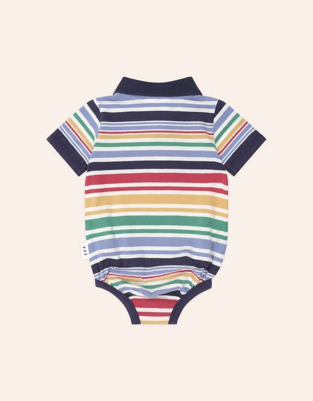 Huxbaby - Rainbow Stripe Polo Romper - Babies