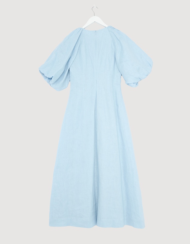Revibe - Repaired AERE Imogen Linen Puff Sleeve Midi Dress - AU 12