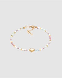 Elli Jewelry - Bracelet Heart Pendant Glass Beads Summer Colourful in 925 Sterling Silver Gold Plated