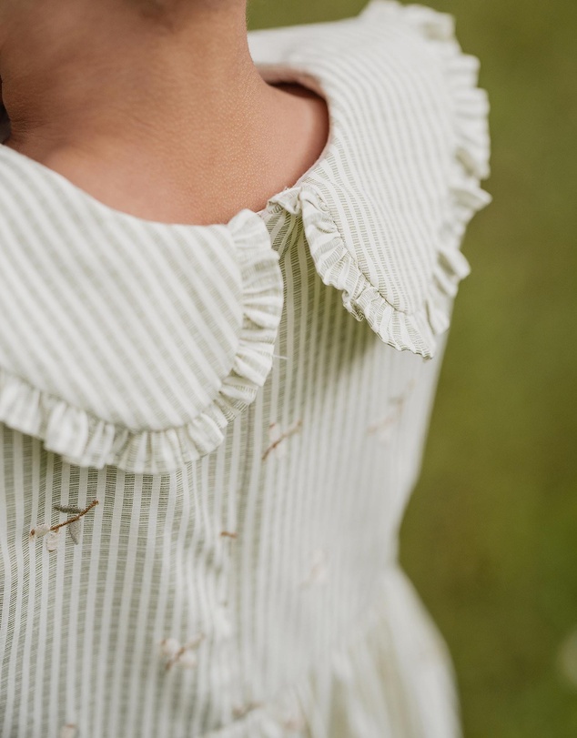 Fox & Finch - Orchard Bloom Emb. Stripe Dress - Kids
