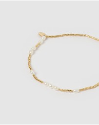 Arms Of Eve - Poppy Pearl and Glass Beaded Anklet - Gold