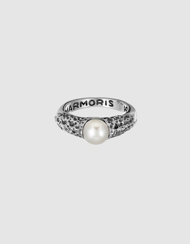 Haze & Glory - ICONIC EXCLUSIVE - Pearl Solitaire Ring in Oxidised 925 Silver