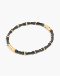 Lovisa - Waterproof Gold Plated Stainless Steel Black Enamel Bamboo Bangle