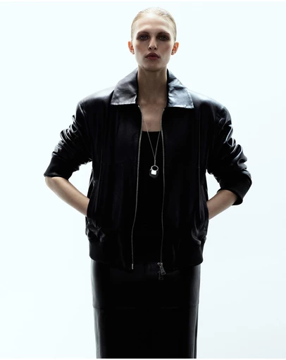 M.N.G - Leather Bomber Jacket