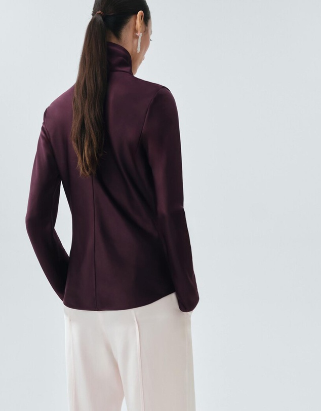 M.N.G - High Collar Satin Blouse
