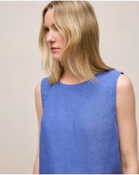 Trenery - Delave Linen Shell Tank in Vivid Blue