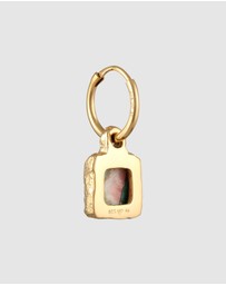 Haze & Glory - ICONIC EXCLUSIVE - Earrings Men Turquoise Square Hoop 925 Sterling Silver - Gold