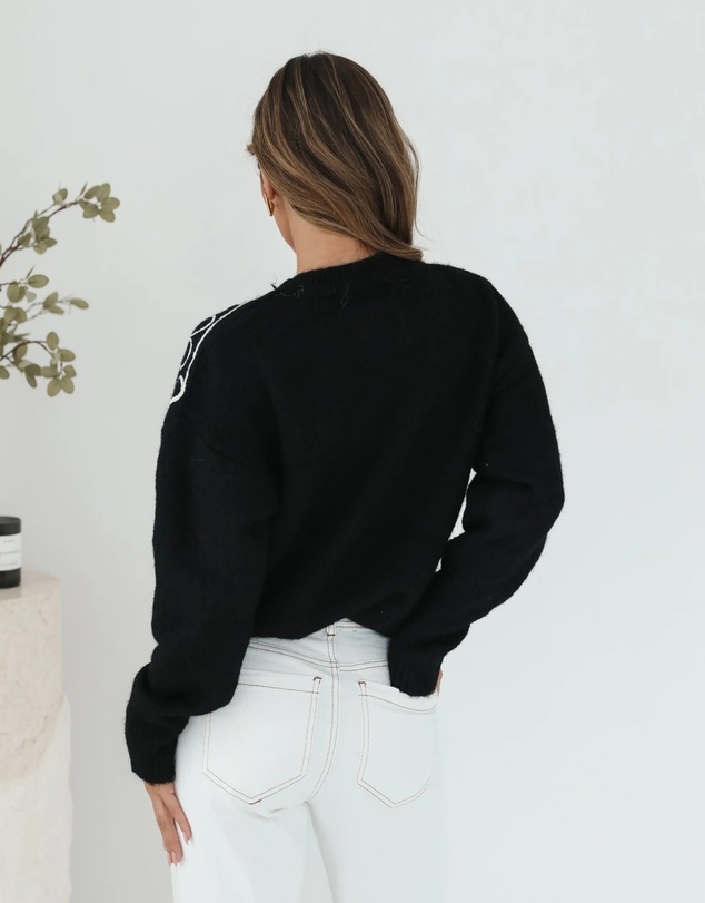 Esther & Co - Roanne Knit - Black Print
