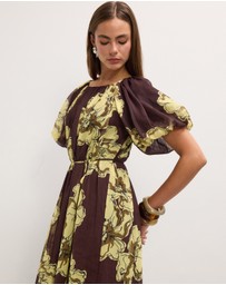 The Fated - Noa Puff Sleeve Midi Dress