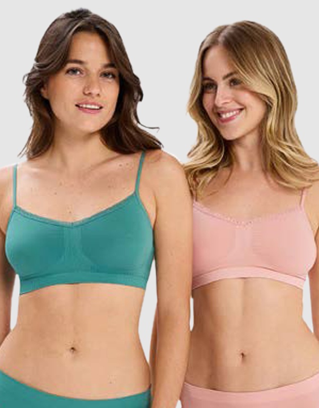Billet Doux - Zen Attitude Crop Top Style Wirefree Bralette - 2 Pack