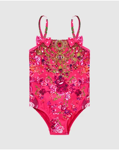 Camilla - Straight Neck One Piece With Bows - Babies