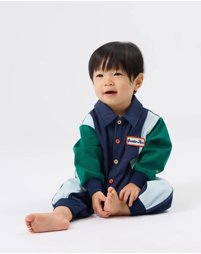 Goldie + Ace - Panelled Rugby Logo Romper - Babies