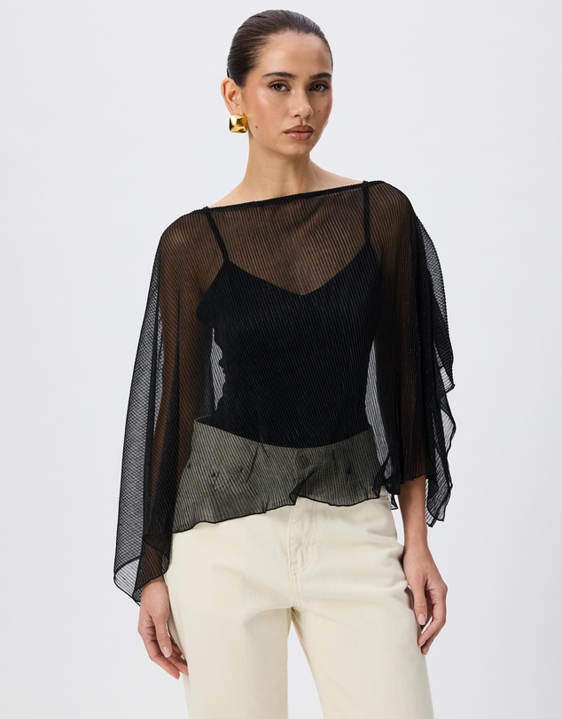 Tussah - Nyla Poncho Sheer Crinkle Off Shoulder Top