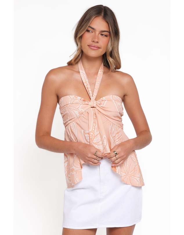 Petal & Pup - Klara Halter Top - Peach Floral