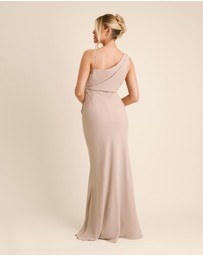 Six Stories - Cowl Front Asymmetrical Chiffon Bridesmaid Dress
