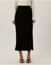 Tussah - Aurora Ribbed Knit Button Detail Midi Skirt