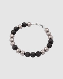 Kuzzoi - ICONIC EXCLUSIVE - Bracelet Ball Lava Synthetic Pearl Grey Black 925 Sterling Silver