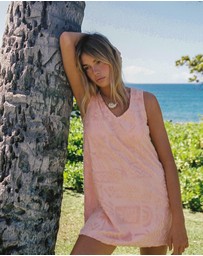 Poolside Paradiso - Mai Tai V Tunic Towelling Dress - Peach