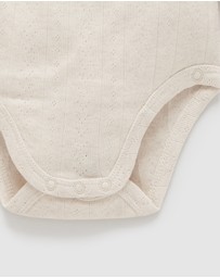 Purebaby - Ess Pointelle LS Wrap Bodysuit-Babies