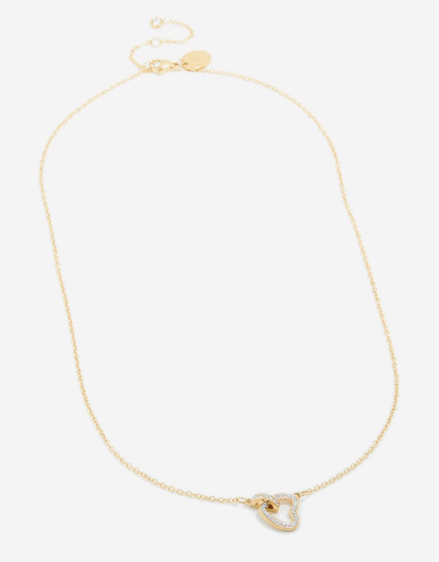Lovisa - Waterproof Gold Plated Stainless Steel Cubic Zirconia Hollow Heart Necklace