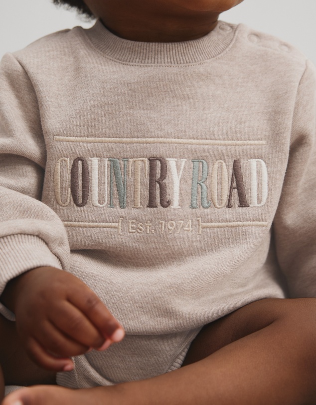 Country Road - Organically Grown Cotton Logo Oversized Long Sleeve Bodysuit