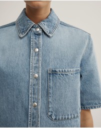 Witchery - Short Sleeve Denim Snap Shirt