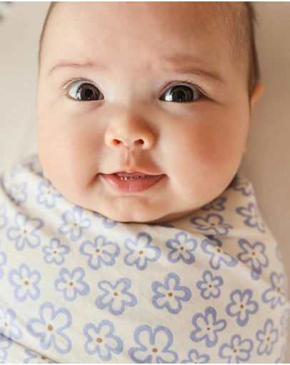 Kynd Baby - Large Stretchy Swaddle in Hibiscus Blue
