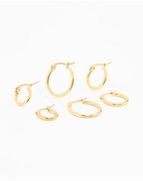 Lovisa - Gold Plated Surgical Steel Clasp Hoop Earrings 2-Pack